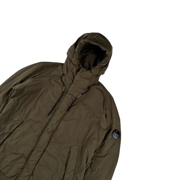 CP Company Brown Nycra Quilted Fishtail Parka Jacket - Medium