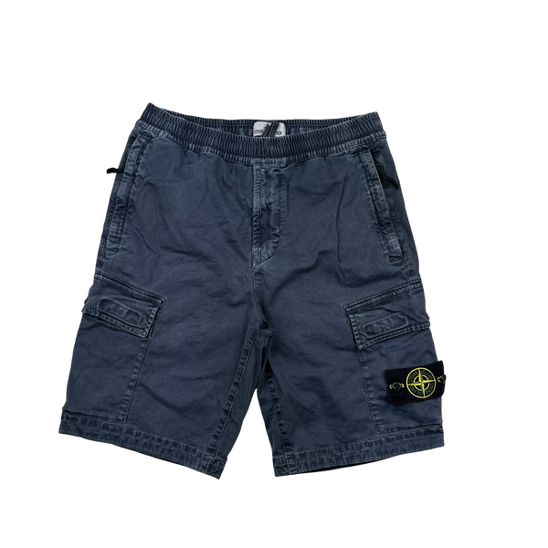 Stone Island 2021 Navy Cotton RE Fit Shorts - 30"