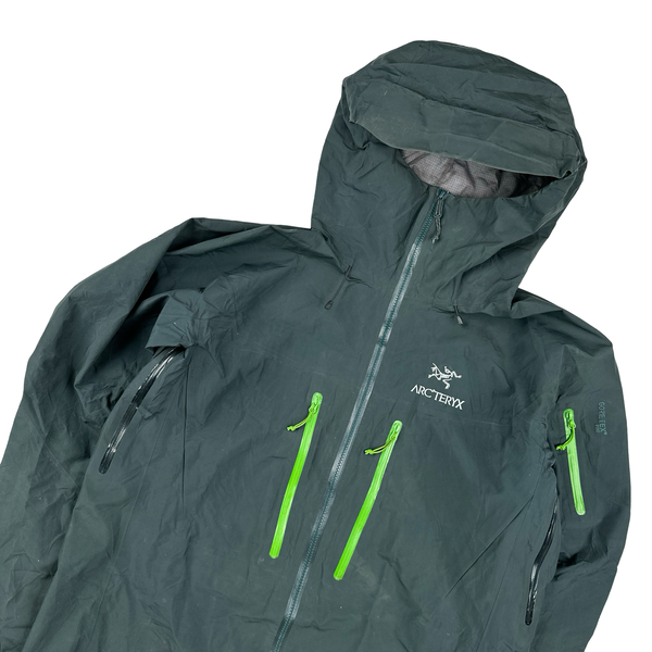 Arcteryx Green Lightweight Gore-tex Pro Zipped Hooded Jacket - Large