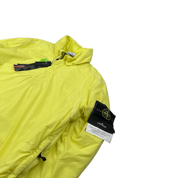 Stone Island 2022 Neon Yellow Comfort Tech Composite Polartec Pullover - Large
