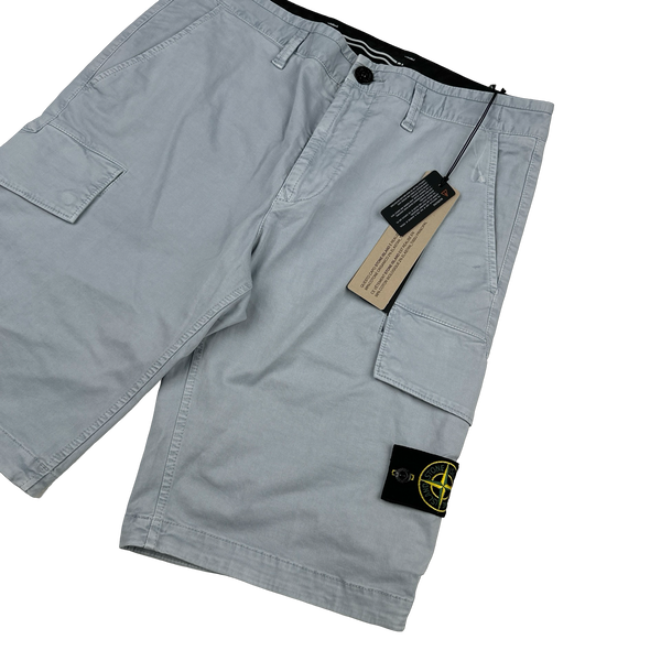 Stone Island 2024 Light Blue Cotton SL Cargo Shorts - 31"
