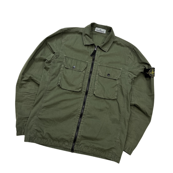Stone Island 2021 Khaki Green Cotton Overshirt - Small