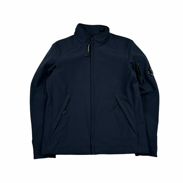 CP Company Blue Fleece Lined Soft Shell Lens Viewer Bomber - Medium