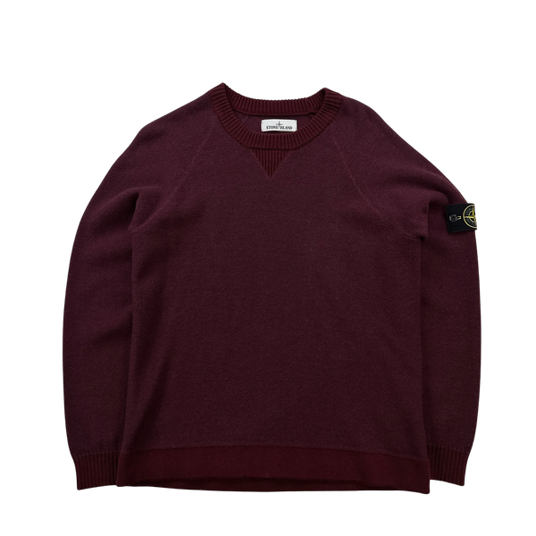 Stone Island 2017 Burgundy Knitted Crewneck - Large