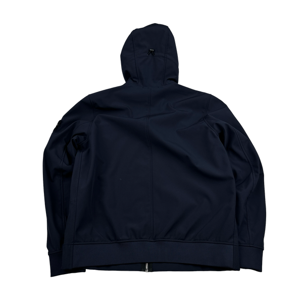 Stone Island 2021 Navy Soft Shell E Dye Hooded Jacket - Large
