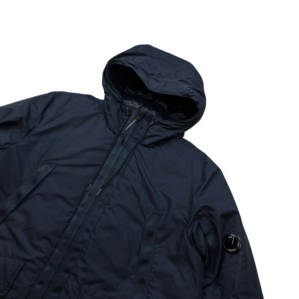 CP Company Navy Micro M Down Filled Lens Viewer Long Parka Jacket - XL