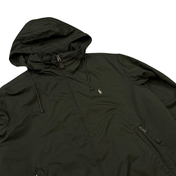 Ralph Lauren Dark Green Fleece Lined Windbreaker Jacket - Medium