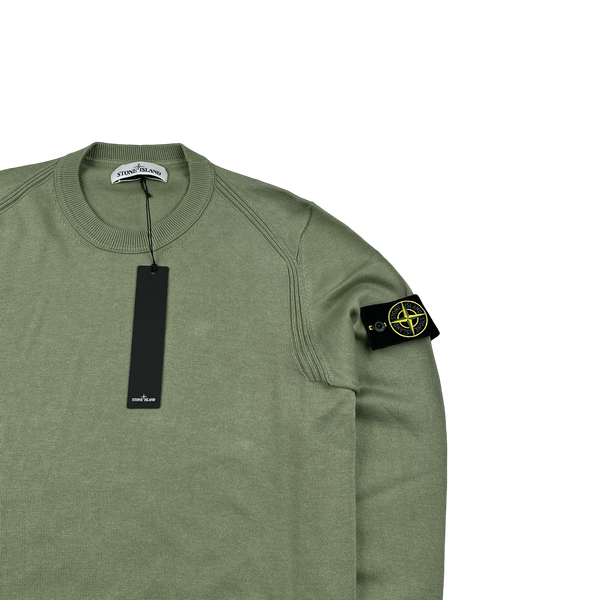 Stone Island 2019 Green Fine Knit Cotton Crewneck Jumper - Small