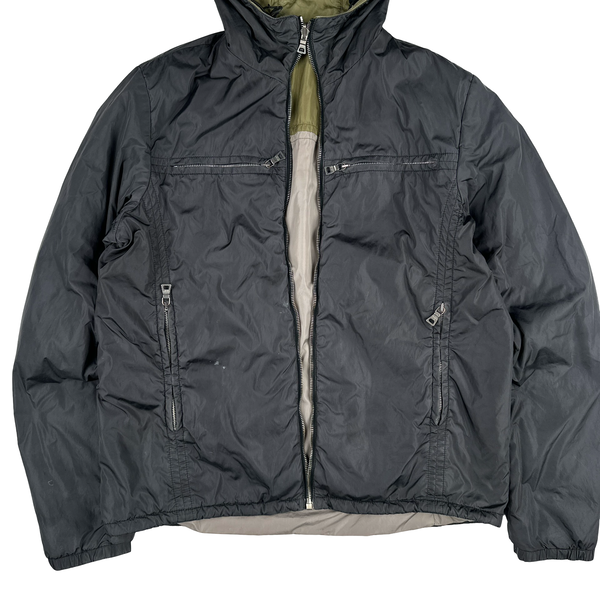 Prada Grey/Khaki Red Tab Reversible Nylon Windbreaker Jacket - Large