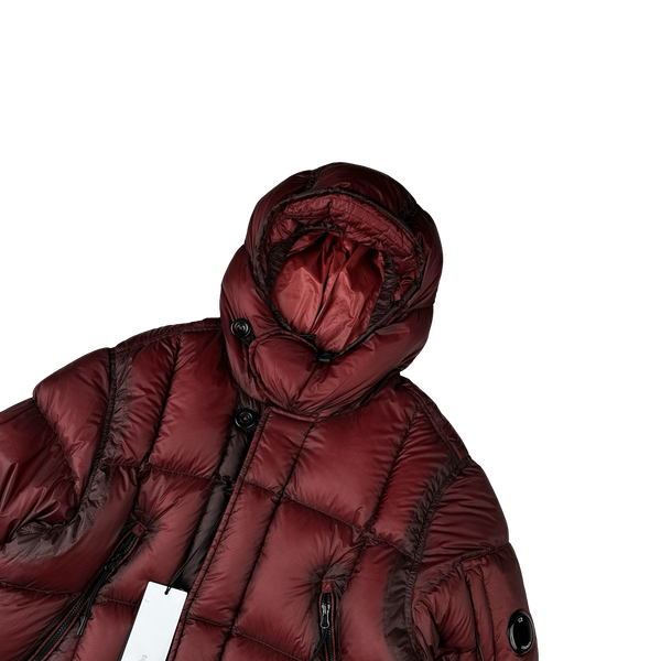 CP Company Burgundy DD Shell Long Parka Down Puffer - Medium