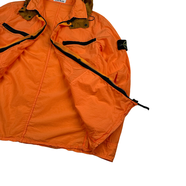 Stone Island 2015 Orange Nylon Metal Hooded Overshirt - Large