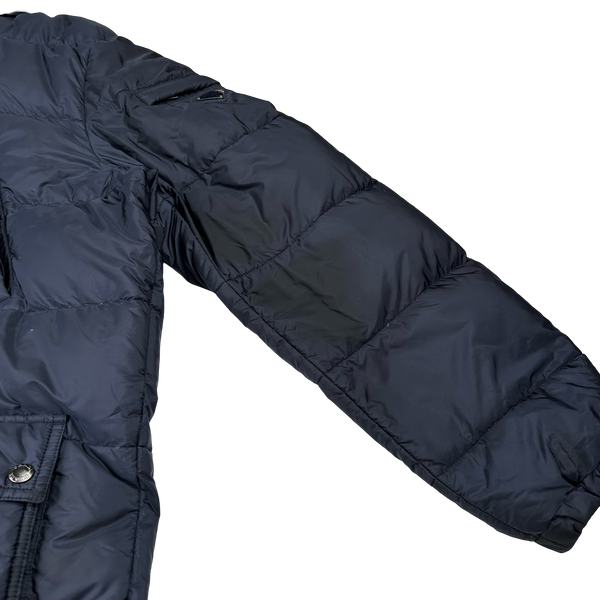 Prada Navy Triangle Logo Plaque Zipped Puffer Jacket - XXL