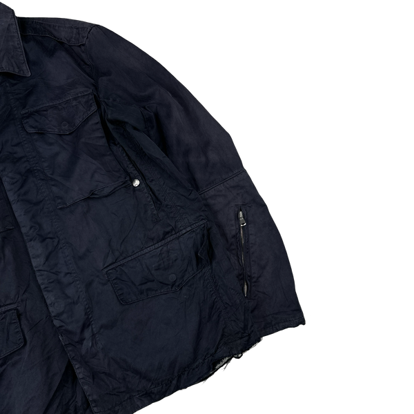 CP Company Navy Vintage Poly Cotton Overshirt - Large
