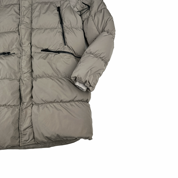 CP Company Beige Nycra Down Filled Puffer Long Jacket - Large