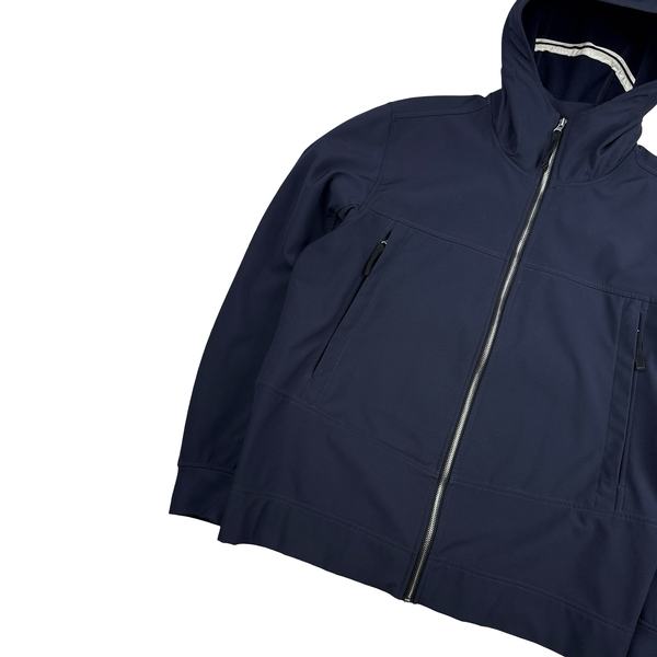 Stone Island Navy Soft Shell E Dye Hooded Jacket - XL