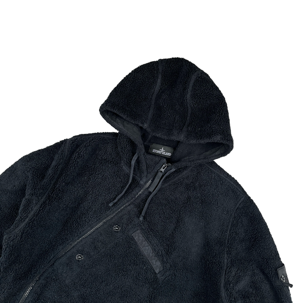 Stone Island 2017 Black Teddy Fleece Shadow Project Hoodie - Large
