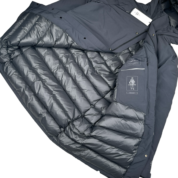 CP Company Black Micro M Down Filled Spellout Parka Jacket - Small
