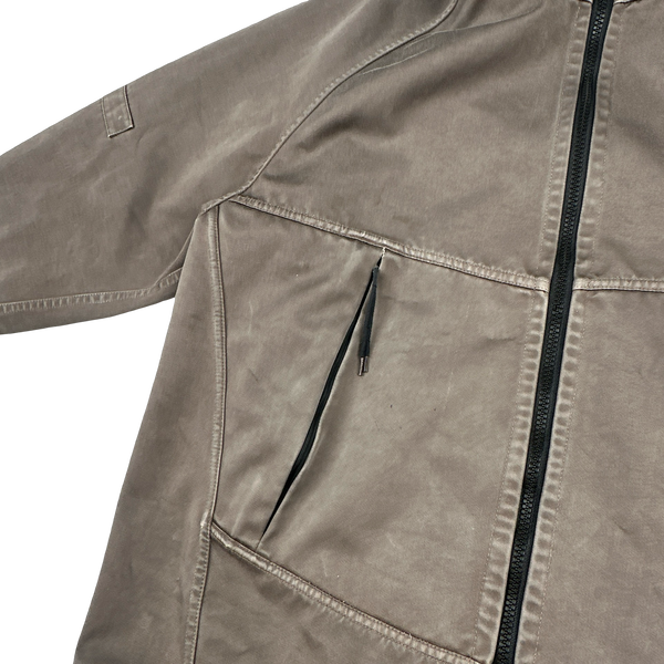 Stone Island 2006 Neon Orange Reversible Khaki Spellout Jacket - XL