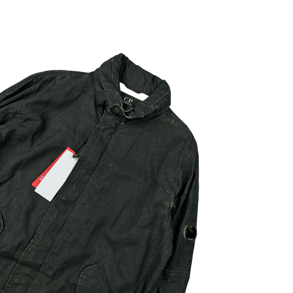 CP Company Khaki Plated Linen Lens Viewer Jacket - Large