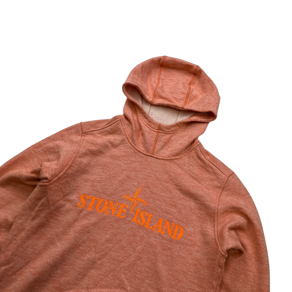 Stone Island 2019 Orange Spellout Hoodie - Small