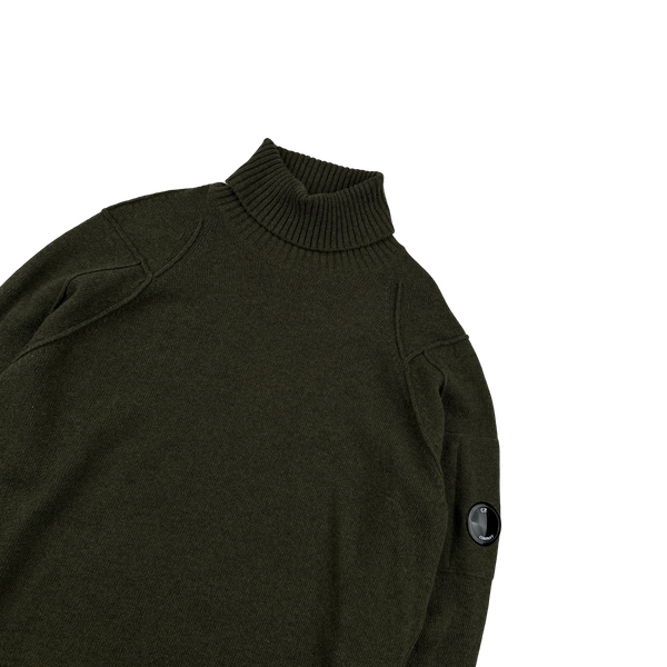 CP Company Forest Green Thick Wool Roll Neck Knit - Medium