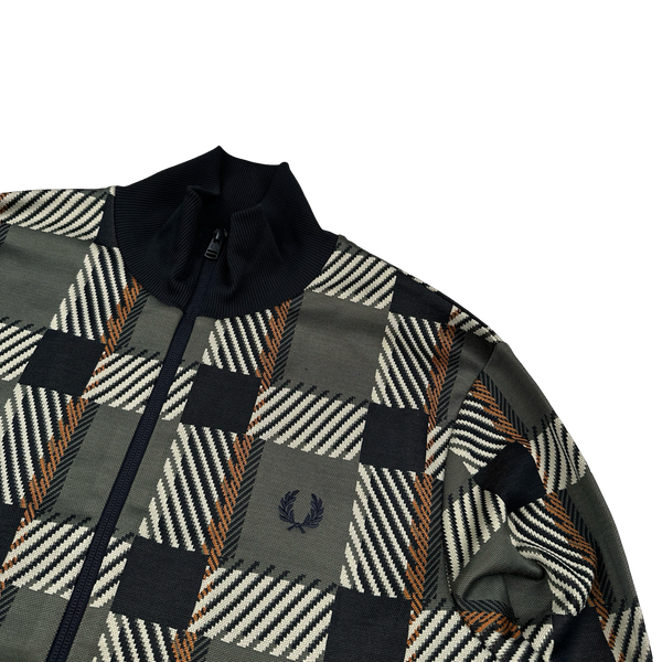Fred Perry Checked Patterned Zipped Track Top - Medium