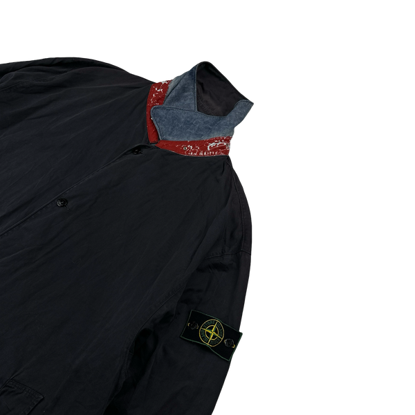 Stone Island Vintage Long Raso Gommato Reflective Collar Jacket - XL