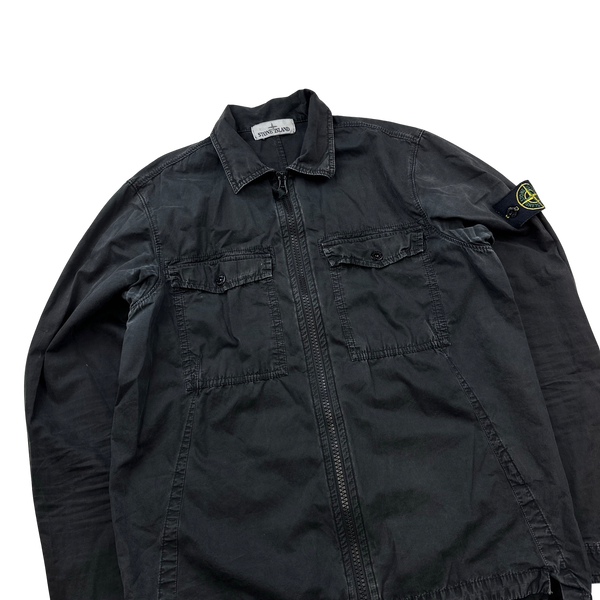 Stone Island 2019 Black Cotton Zipped Overshirt - Small