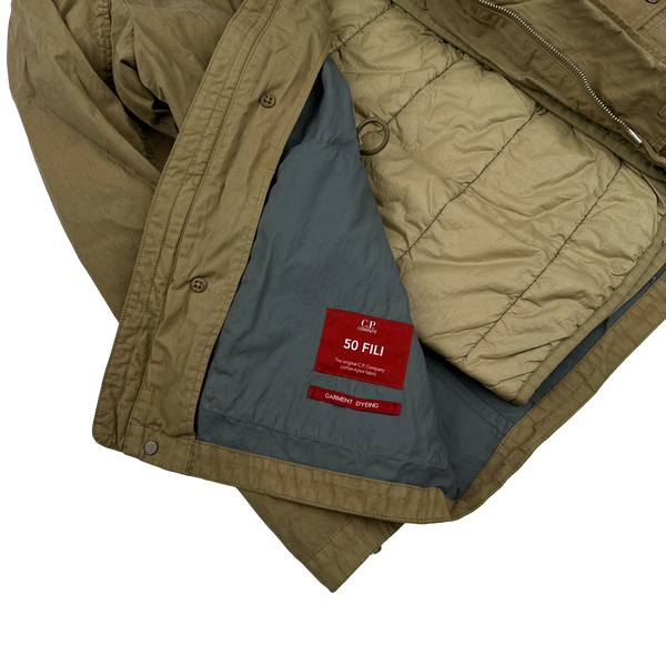 CP Company 50 Fili Down Filled Brown Goggle Jacket - Medium, Large