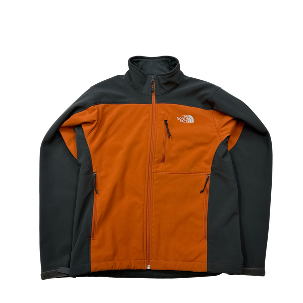 North Face Orange/Grey Soft Shell Fleece Lined Zipped Jumper - Small