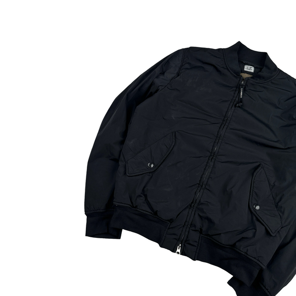 CP Company Black Nycra Stretch Lightweight Bomber Jacket - Large