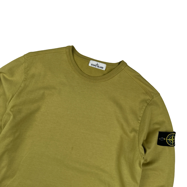 Stone Island 2021 Olive Green Cotton Long Sleeve Jumper - Medium