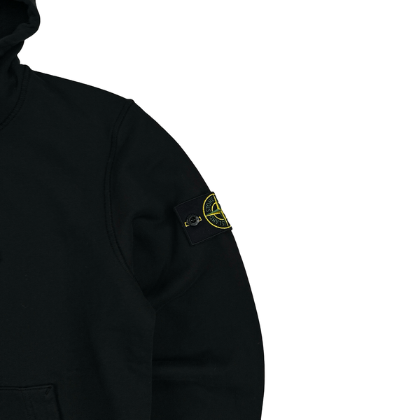 Stone Island 2020 Black Cotton Pullover Hoodie - Small