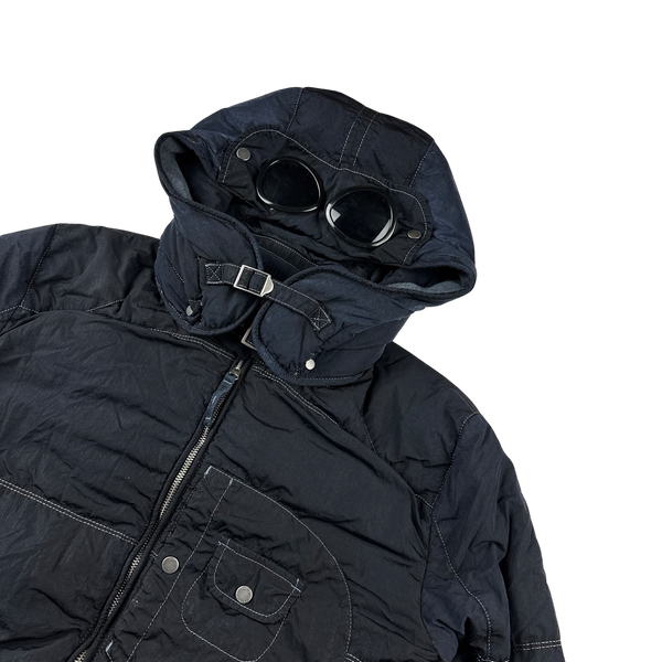 CP Company 2000s Navy Down Filled Contrast Stitch Goggle Jacket - Large