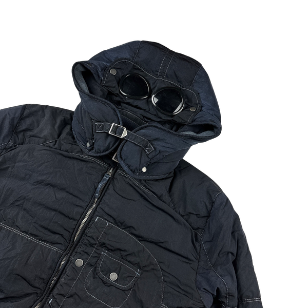 CP Company 2000s Navy Down Filled Contrast Stitch Goggle Jacket - Large