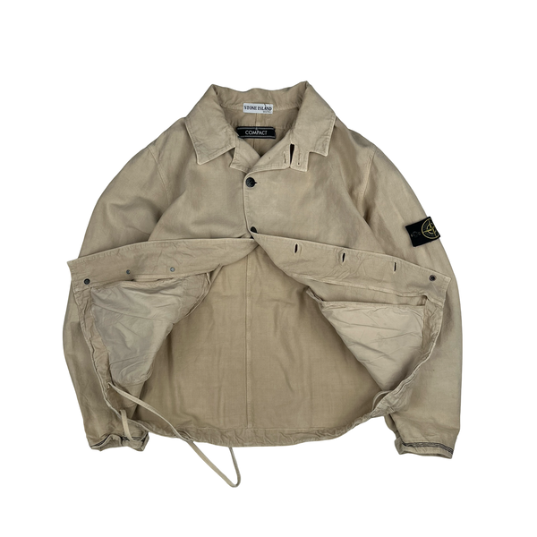 Stone Island 2002 Vintage Tan Cotton Compact Button Jacket - XL