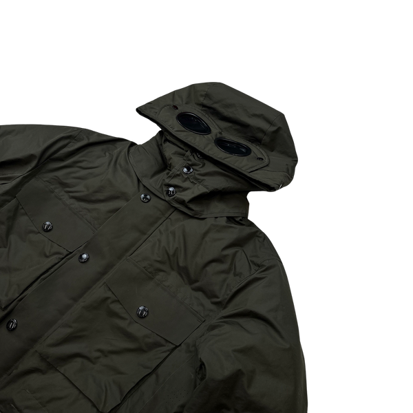 CP Company Khaki Micro M Down Filled Goggle Jacket - Medium