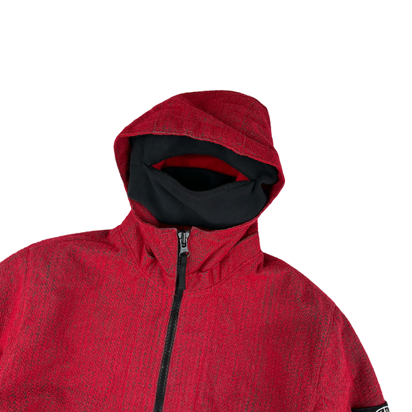 Stone Island 2022 Red Needle Punched Reflective Balaclava Jacket - Large