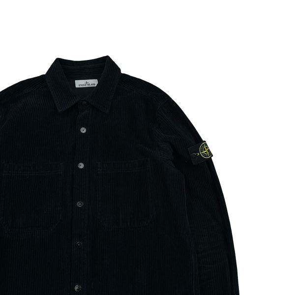 Stone Island 2023 Navy Corduroy Buttoned Overshirt - Large