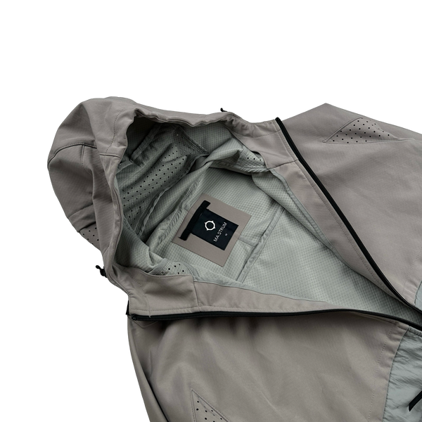 Ma Strum Grey Double Layer Nylon Hooded Jacket - Medium