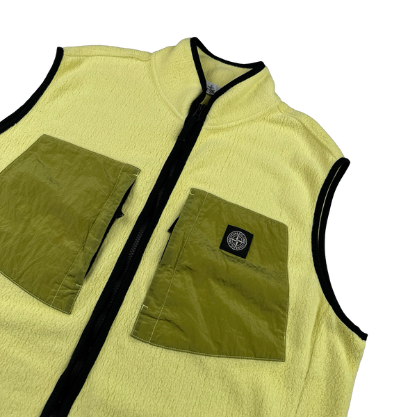 Stone Island 2017 Yellow Cotton Fleece Nylon Metal Pocket Gilet - XXL