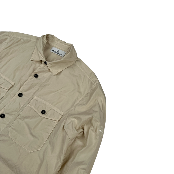 Stone Island 2020 Cream Cotton Buttoned Compass Shirt - Small