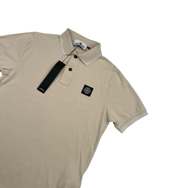 Stone Island 2025 Tan Cotton Polo Shirt - Small