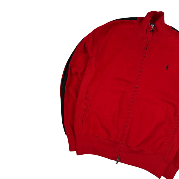 Ralph Lauren Red Cotton Blend Knit Zipped Jumper - Large