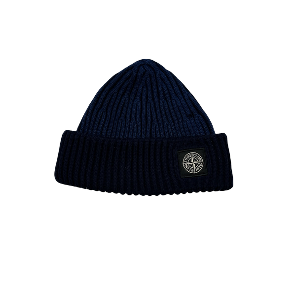 Stone Island 2014 Blue Two Tone Ribbed Wool Beanie