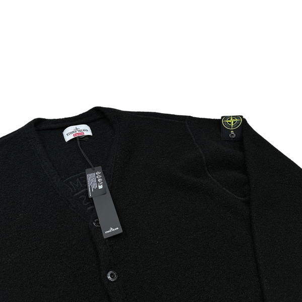 Stone Island x Supreme 2023 NEW Black Soft Boucle Back Patch Cardigan - Large