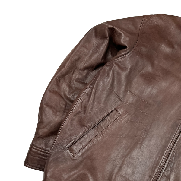 Ralph Lauren Brown Heavyweight Leather Jacket - Large