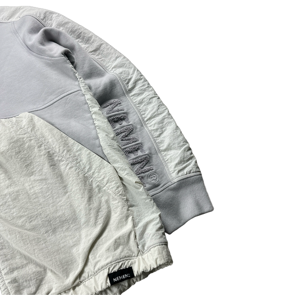 Nemen Ice Blue Zipped Spellout Hoodie Jacket - Medium
