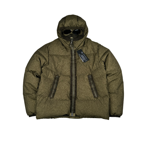 CP Company Khaki Co-Ted Down Filled Goggle Puffer Jacket - XL