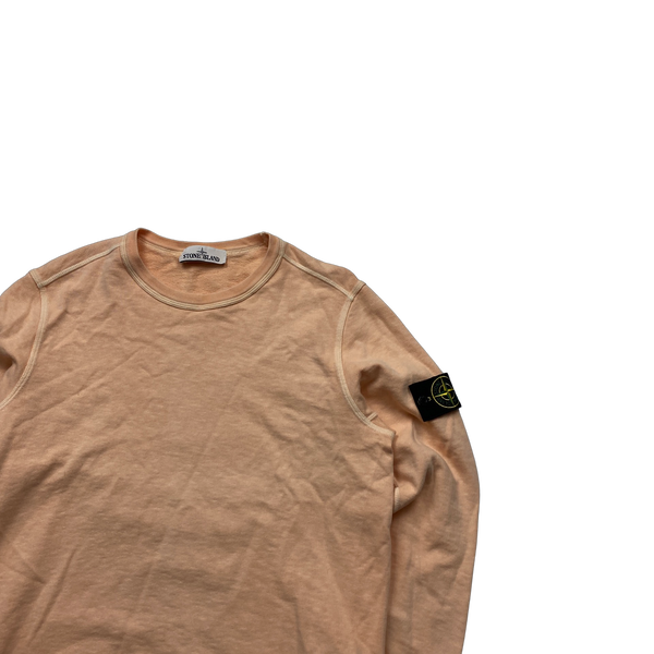 Stone Island Peach Cotton Crewneck Sweatshirt - Medium